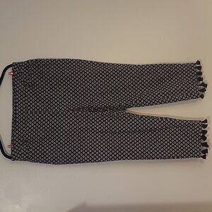 Chico's Womens Stretch Pull On Crop Pants w/Geometric Print & Tassel Hem, S: 2.5